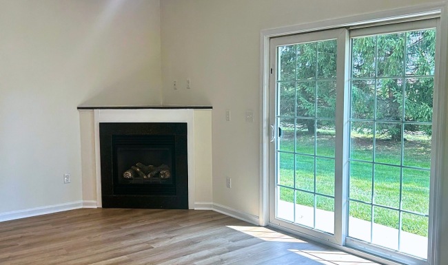 a fireplace in a room